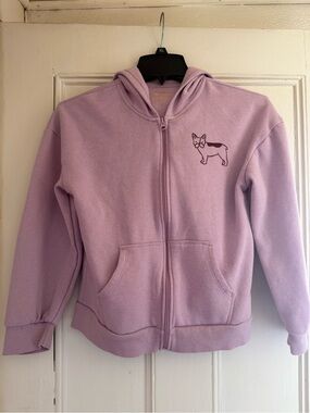 Cat & Jack Lilac Zip Hoodie with Dog Graphic